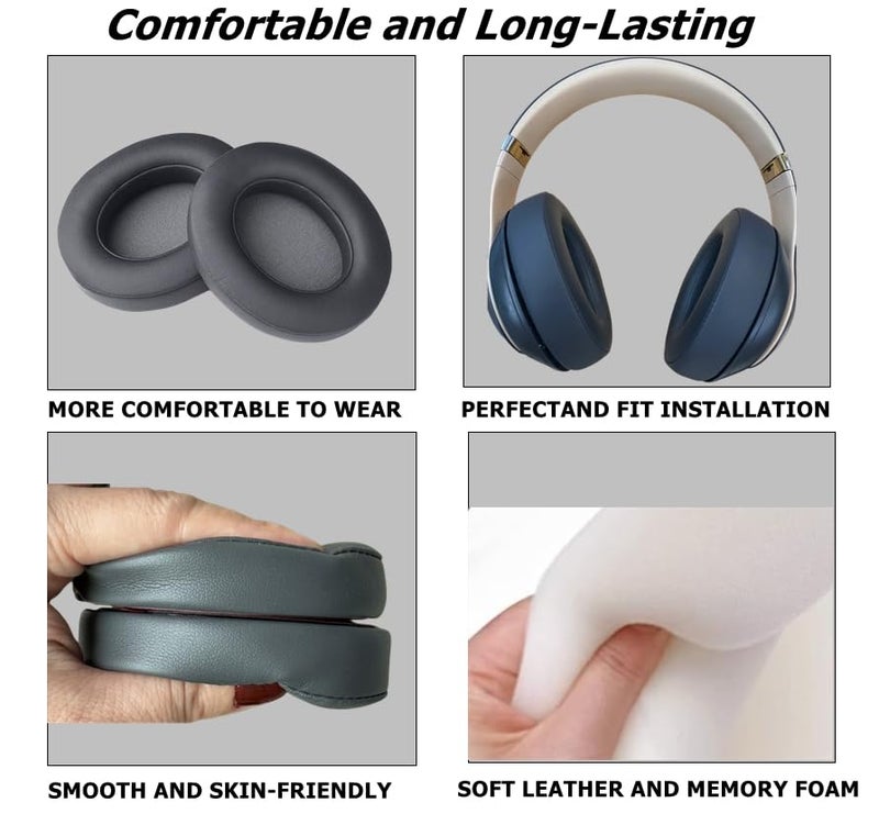 cipher.v Replacement Ear Pads Cover, Earpads Cushions Compatible with Beats Studio 2 and Studio 3 Over Ear Headphones 1 Pair (Titanium) - Image 3